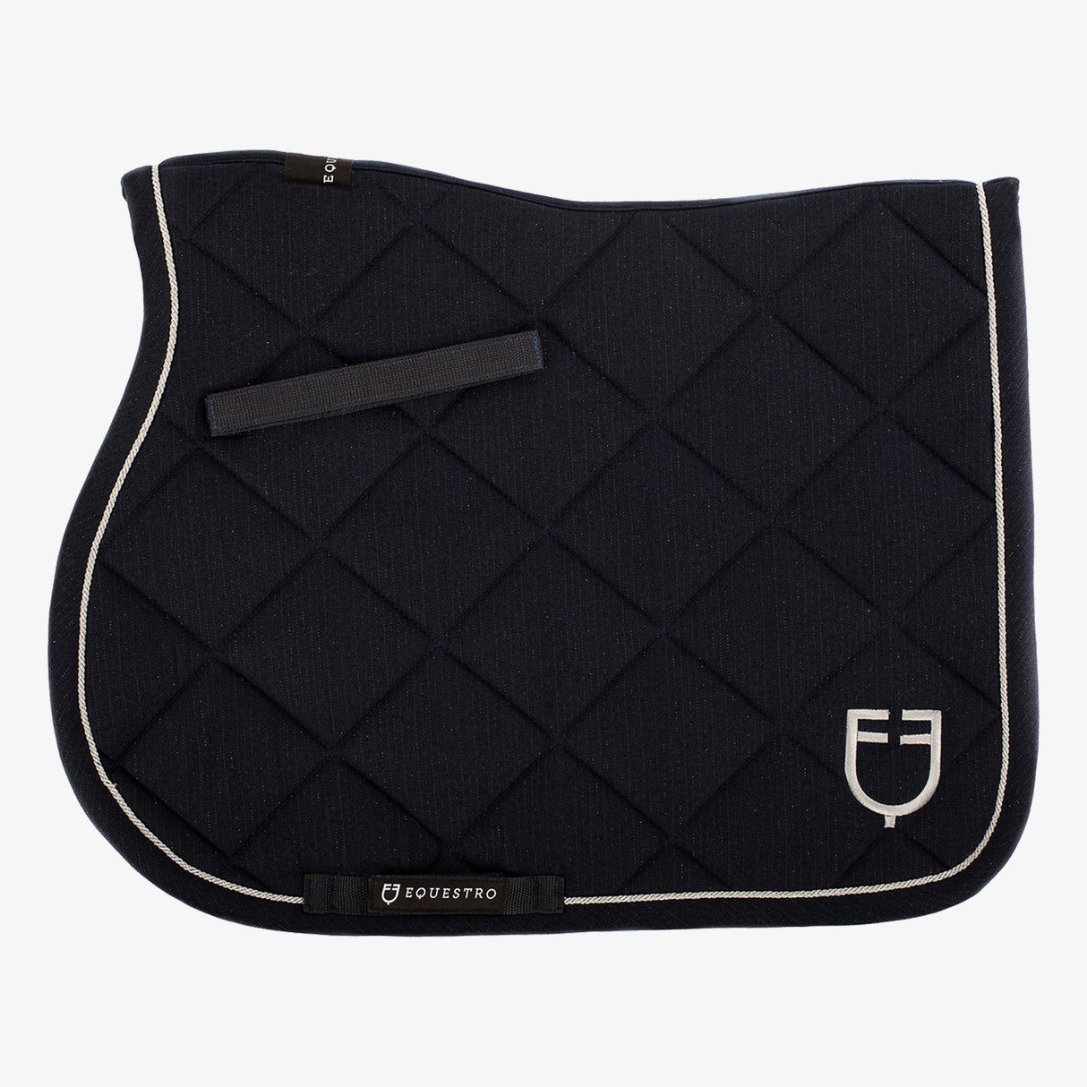 Equestro Pony Jumping Saddle Pad In Cotton With Logo #colour_blue