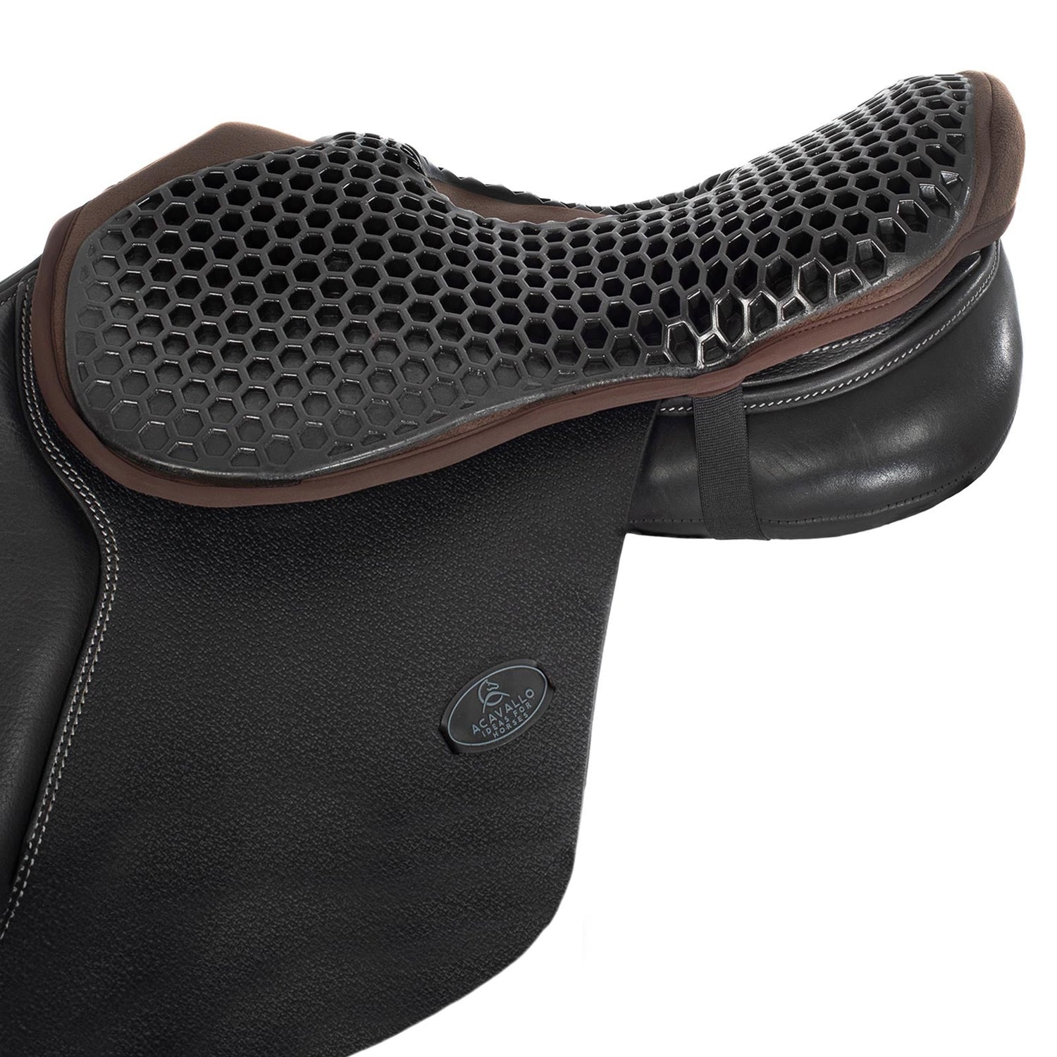 Acavallo Ortho-Pubis Seat Saver Jumping Hexagonal Gel-Out Dri-Lex 20mm #colour_brown