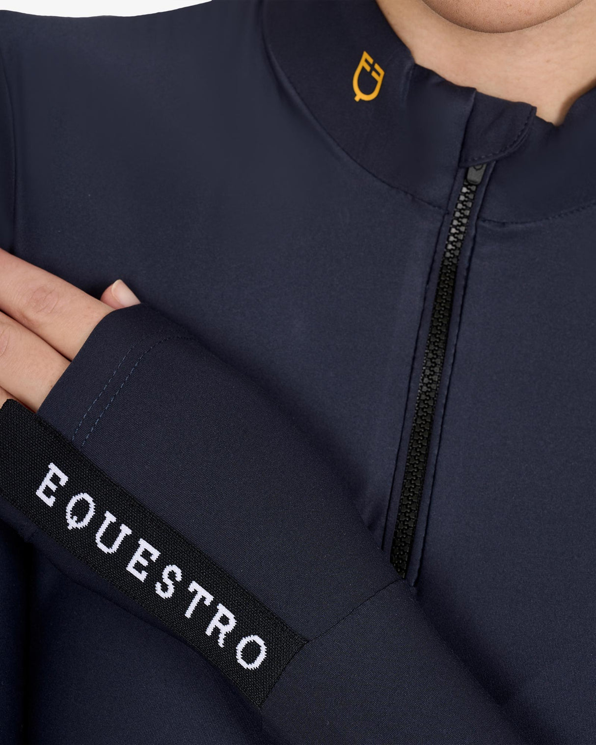 Women's long-sleeved training technical polo shirt - NAVY BLAZER