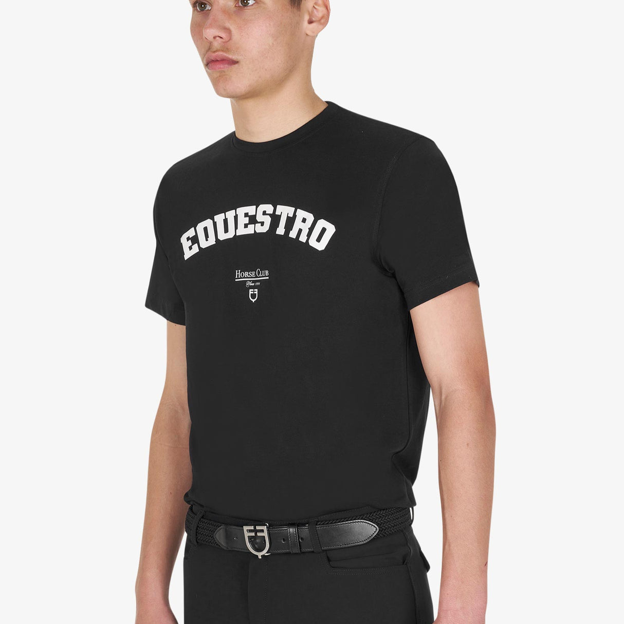 Equestro Men's Horse Club Cotton T-Shirt #colour_black
