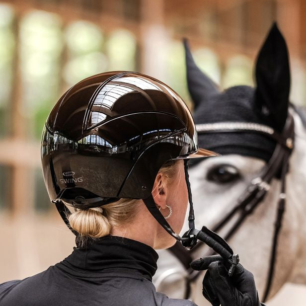 SWING H24 Lady Glossy Riding Hat #colour_black-glossy