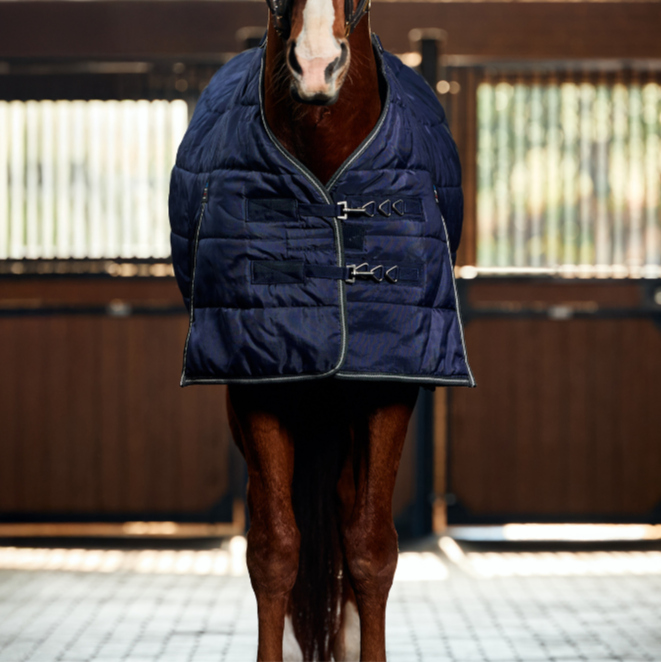 Weatherbeeta Comfitec PP Channel Quilt 220G Detach-A-Neck Stable Rug #colour_navy-charcoal