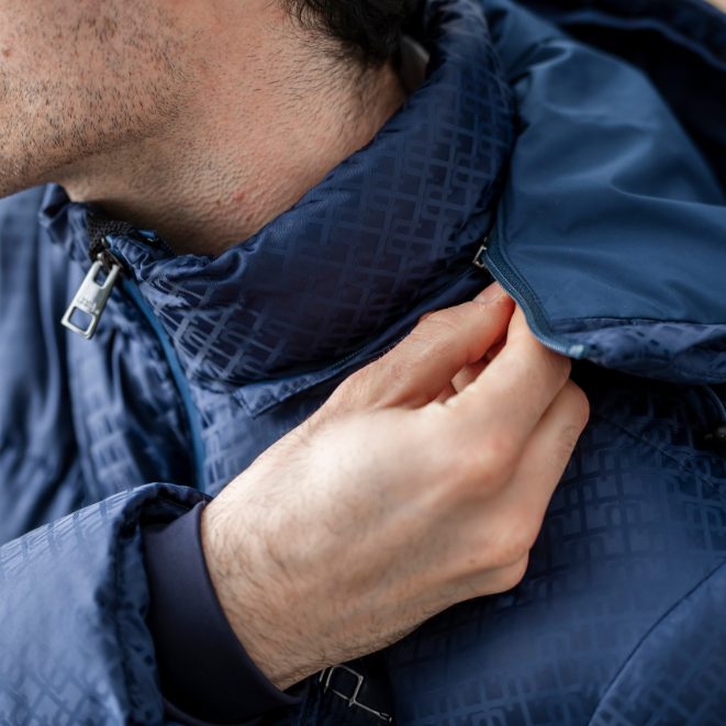 Alessandro Albanese Men's Quilo Monogram Puffer Coat #colour_core-navy