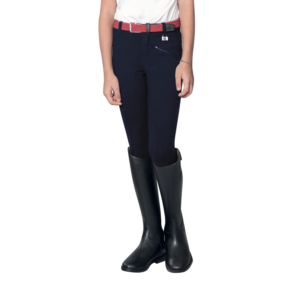 Equestro Kasumi Model Junior Breeches In Stretch Material #colour_blue