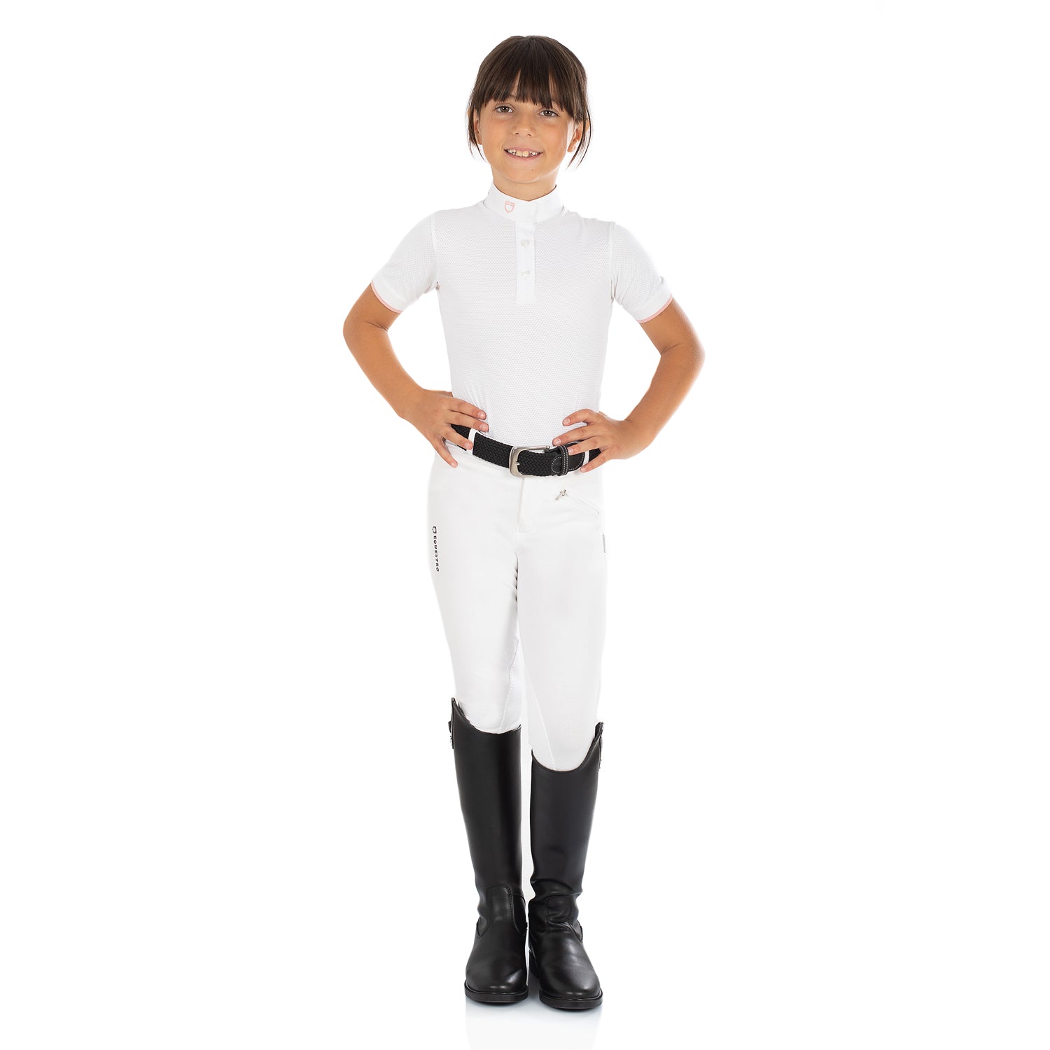 Equestro Kasumi Model Junior Breeches In Stretch Material #colour_white