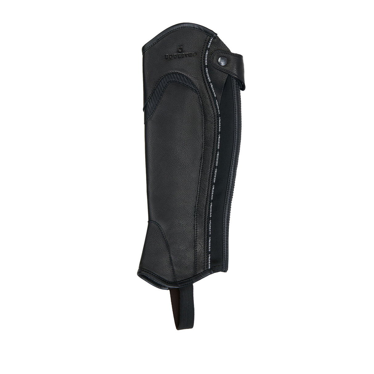 Equestro Unisex Leather Gaiters With Contrasting Profile #colour_black