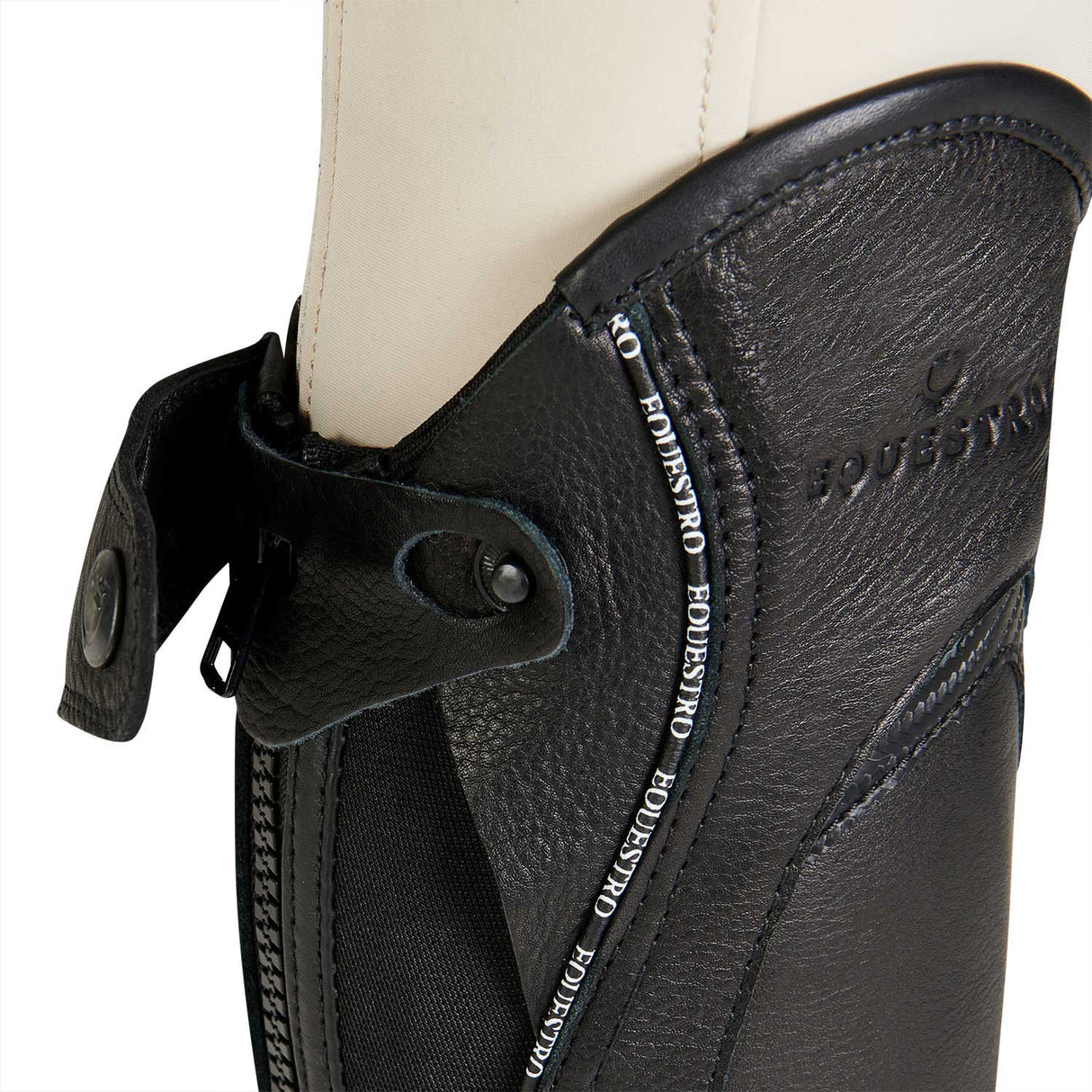 Equestro Unisex Leather Gaiters With Contrasting Profile #colour_black