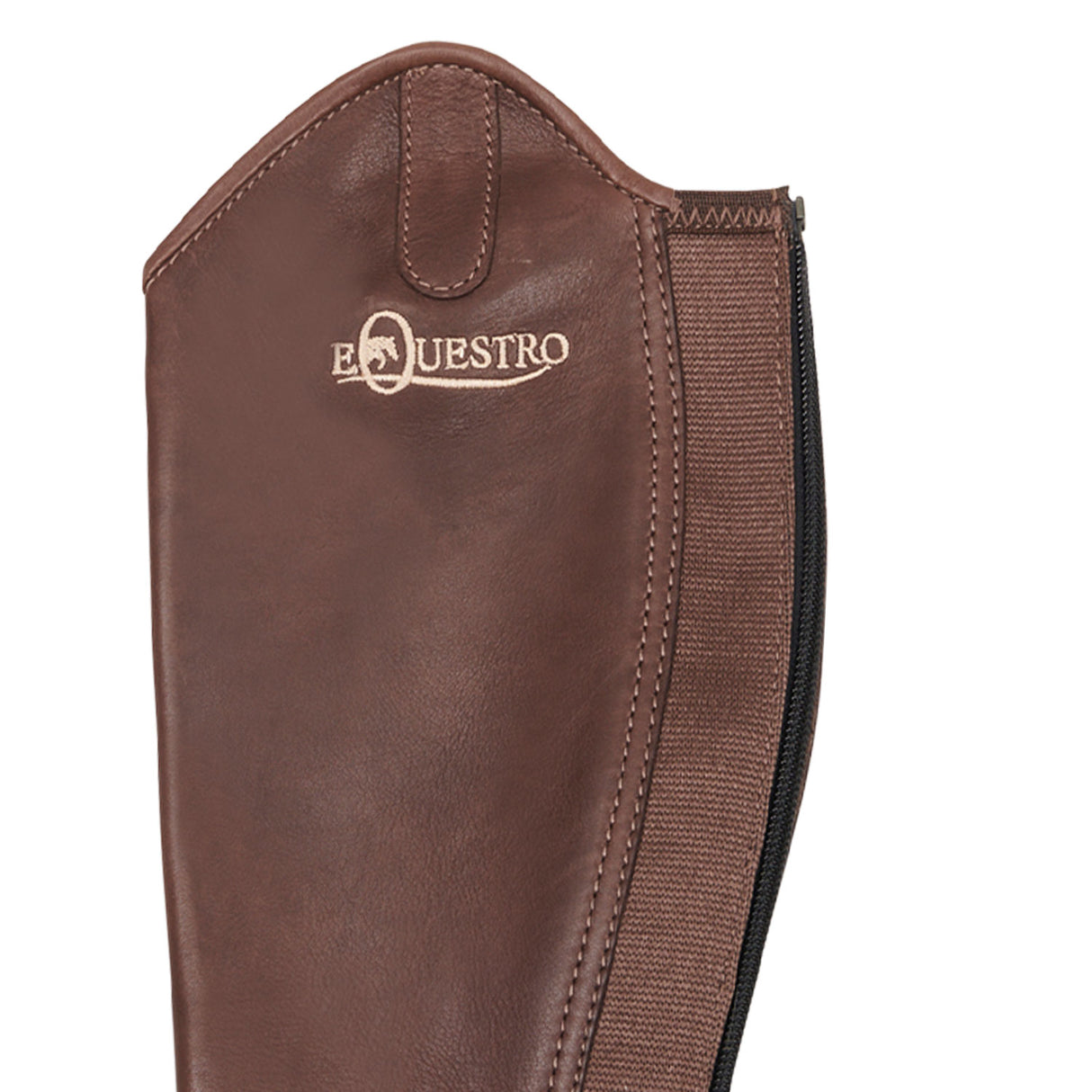 Equestro Unisex Soft Leather Gaiters With Rear Zip #colour_brown