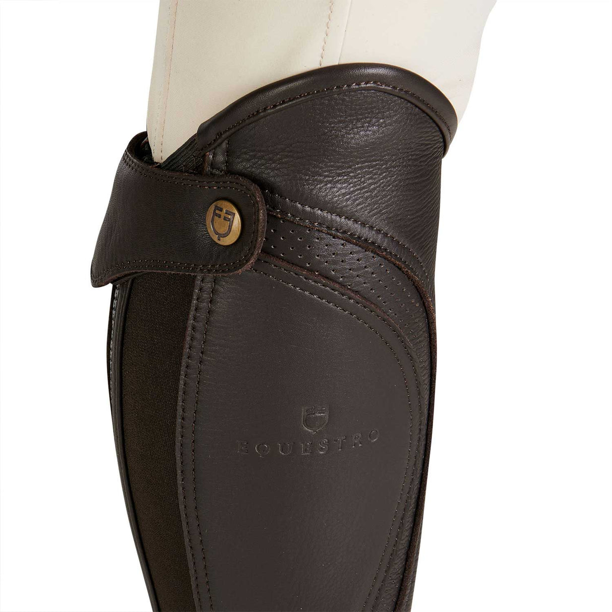 Equestro Unisex Gaiters Perforated Leather Maximum Comfort #colour_brown