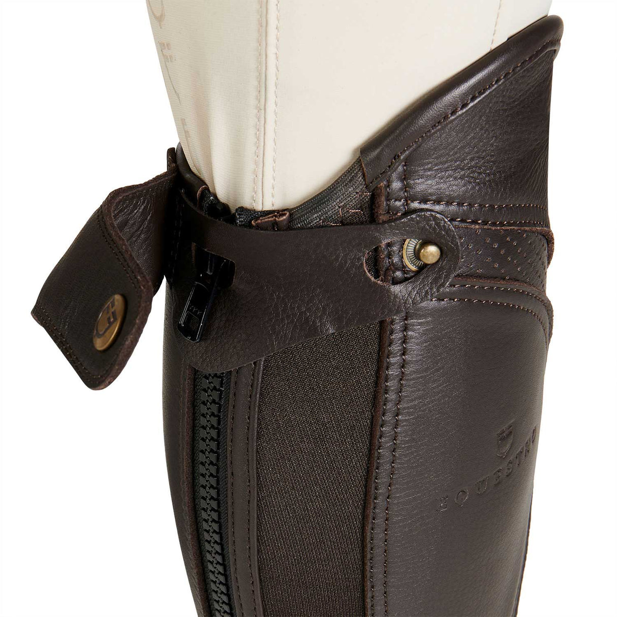 Equestro Unisex Gaiters Perforated Leather Maximum Comfort #colour_brown