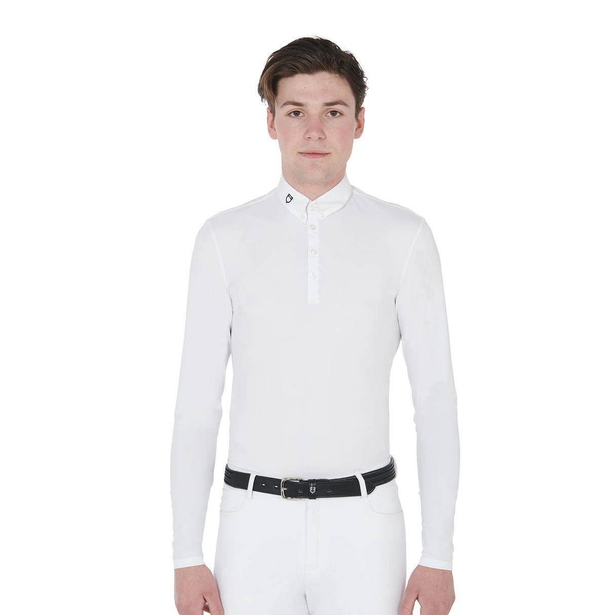 Equestro Men's Long Sleeve Competition Polo Shirt #colour_white