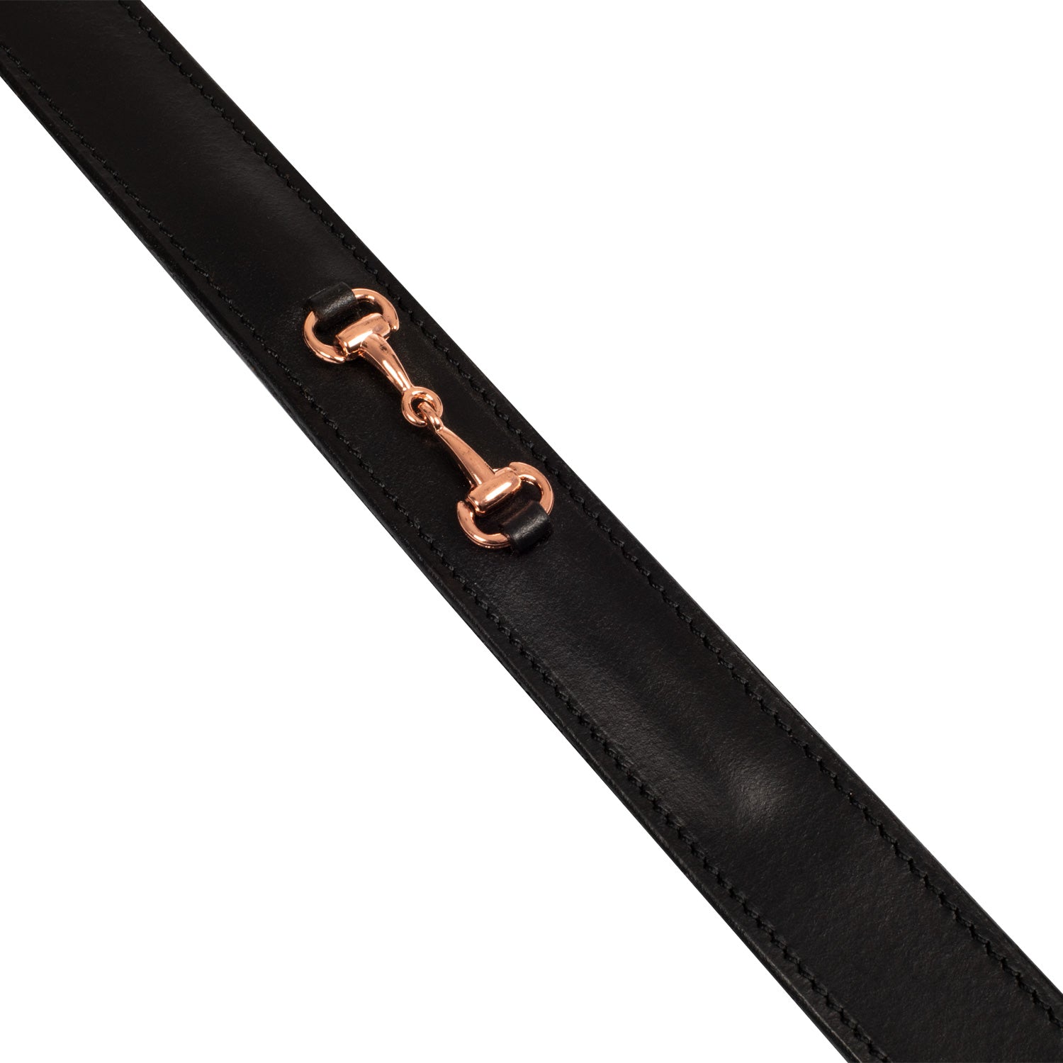 Equestro English Belt With Rose Gold Snaffle Bits #colour_black