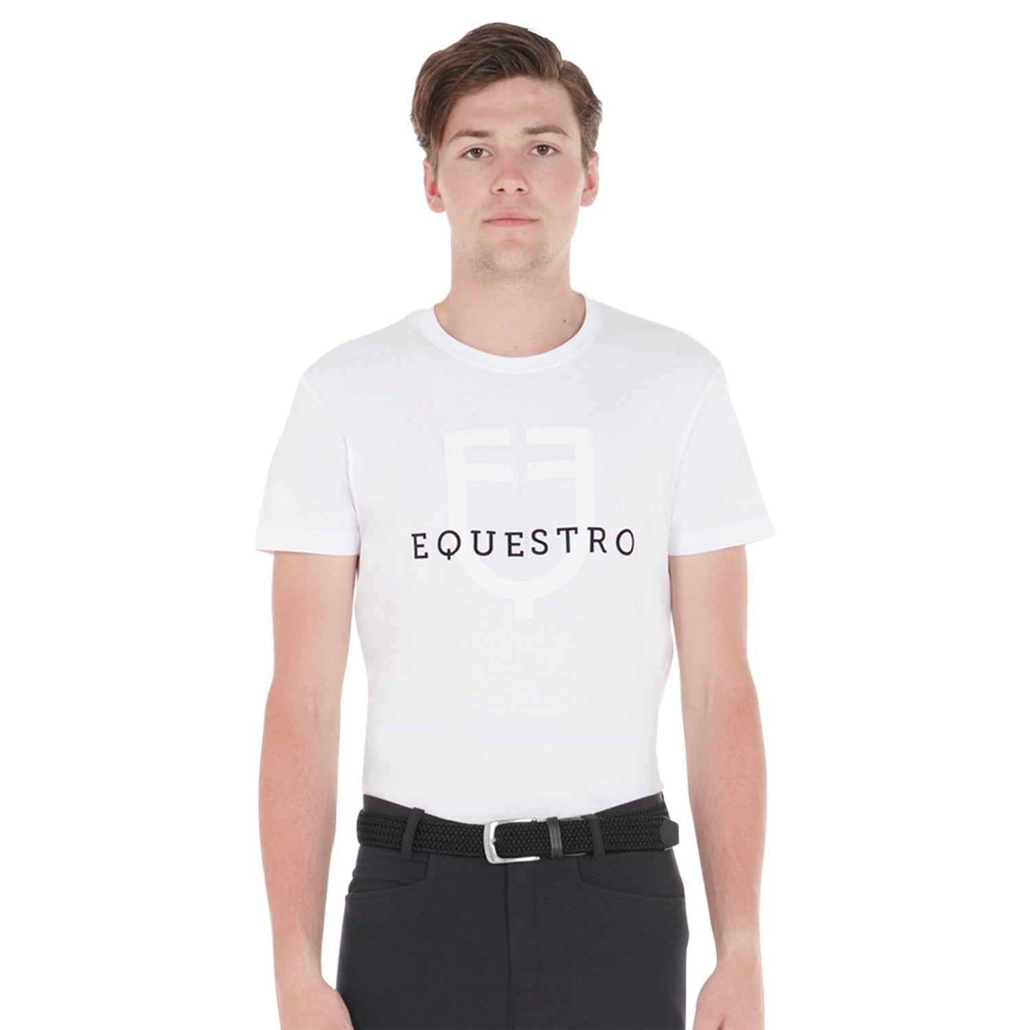 Equestro Elasticized Belt Crossed Pattern #colour_black