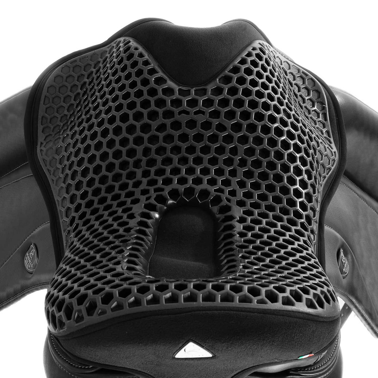Acavallo Ortho-Coccyx Seat Saver Dressage Hexagonal Gel-Out Dri-Lex 20mm #colour_black