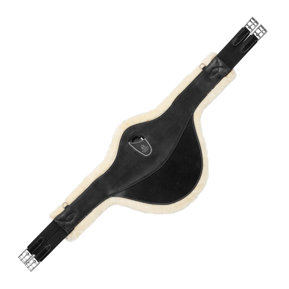 Acavallo Jumping Stud Guard Girth Removable Faux Sheepskin #colour_black