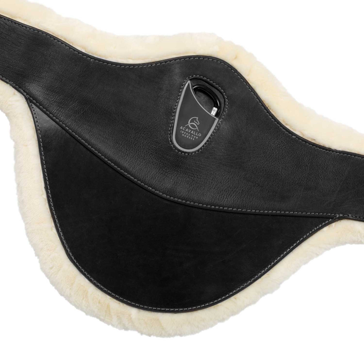 Acavallo Jumping Stud Guard Girth Removable Faux Sheepskin #colour_black