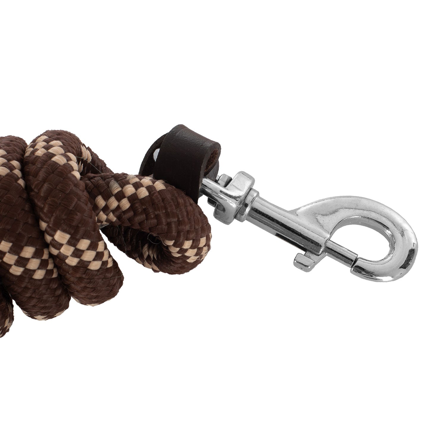 Acavallo Braided Lead Rope Leather Ends #colour_brown
