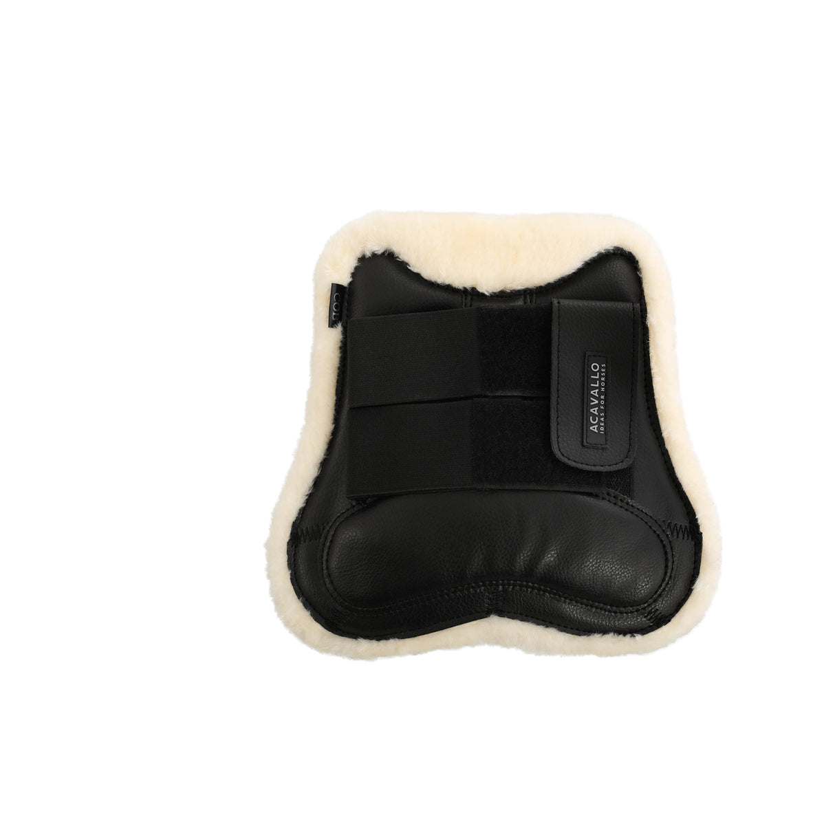 Acavallo Jumping Tendon Boots Faux Sheepskin & Hook-And-Loop Closure #colour_black