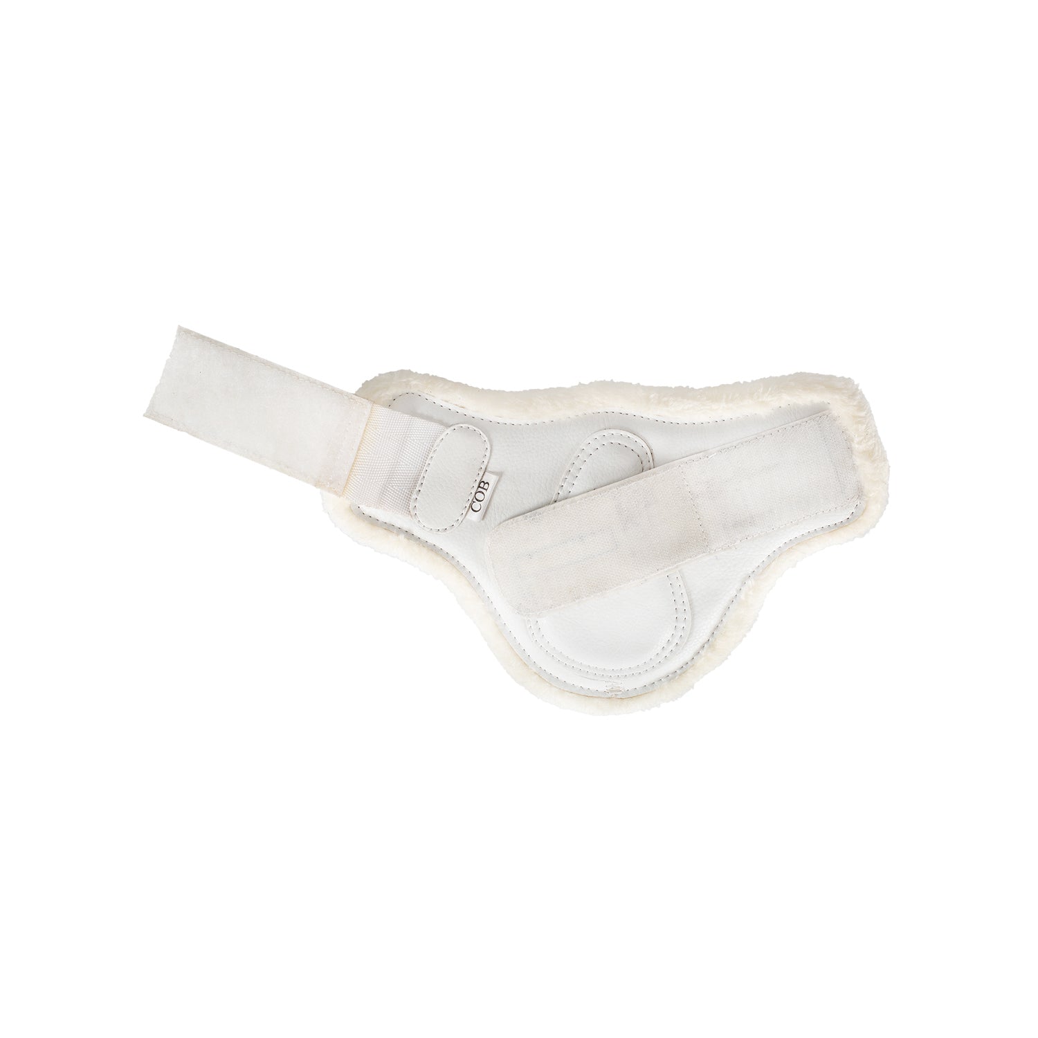 Acavallo Jumping Fetlock Boots Faux Sheepskin & Hook-And-Loop Closure #colour_white