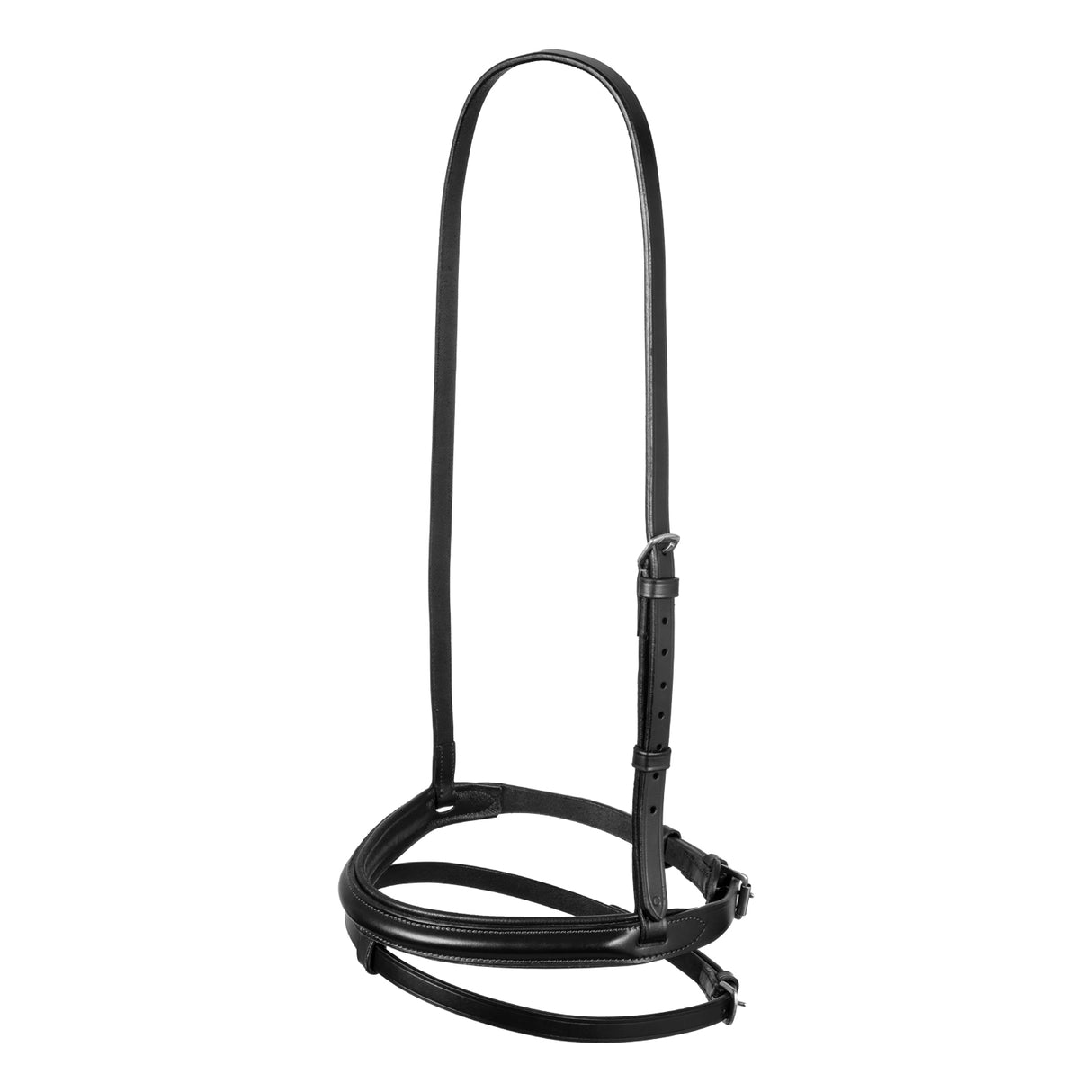 Equestro Leather Flash Noseband Bridle #colour_black