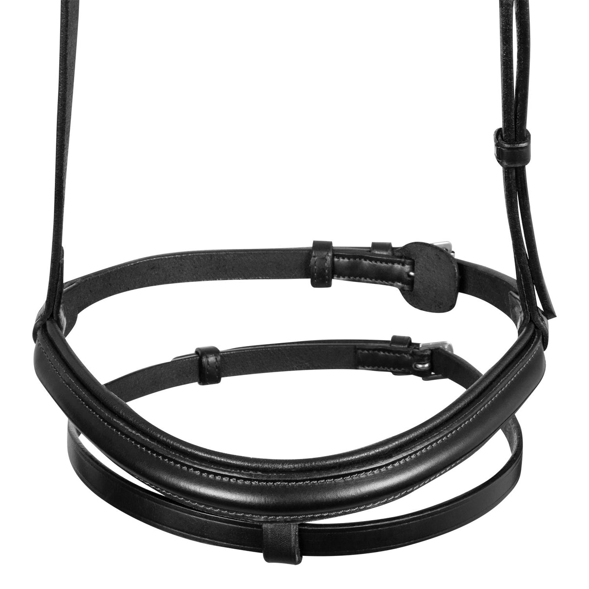 Equestro Leather Flash Noseband Bridle #colour_black