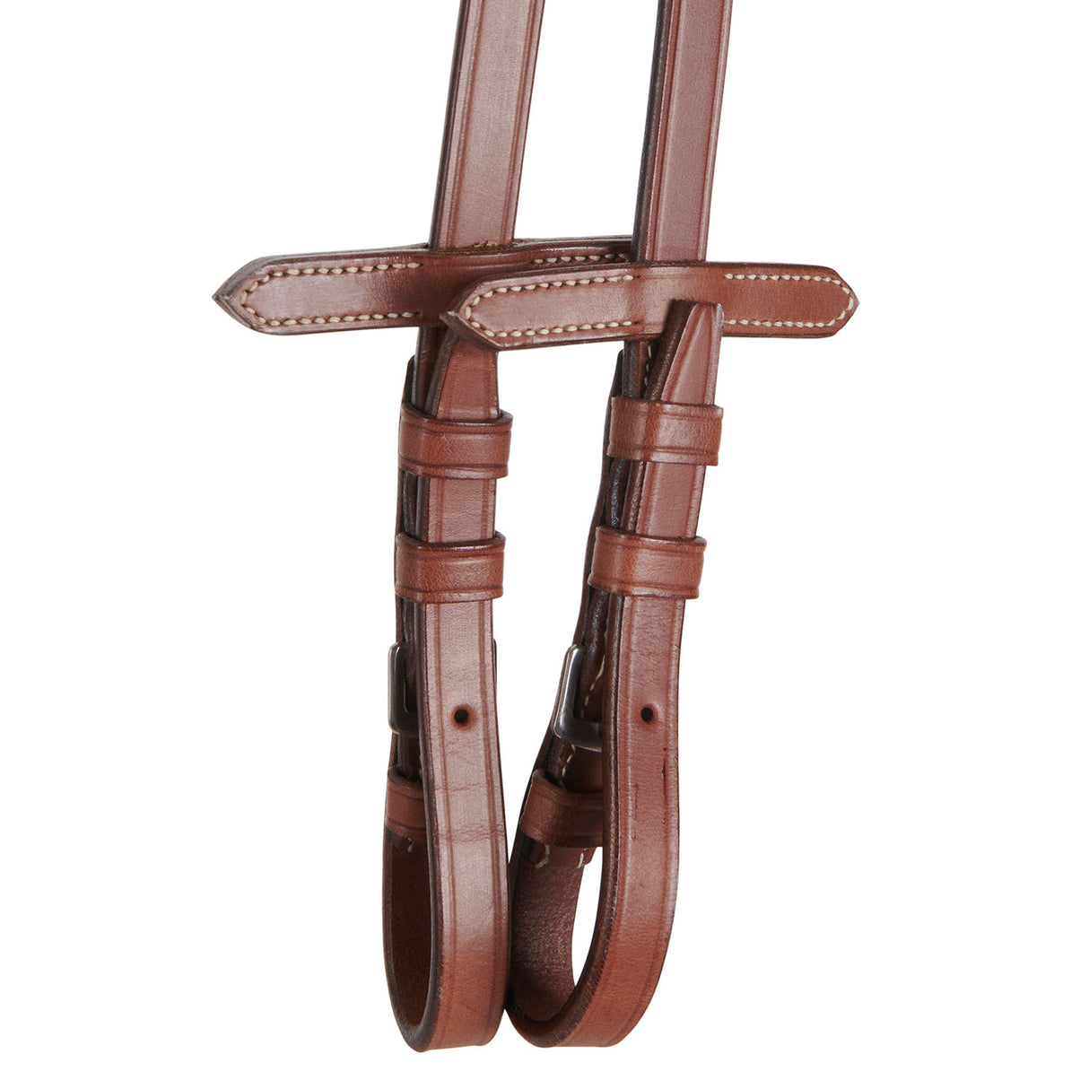 Equestro Leather English Bridle With Embroideries #colour_cognac