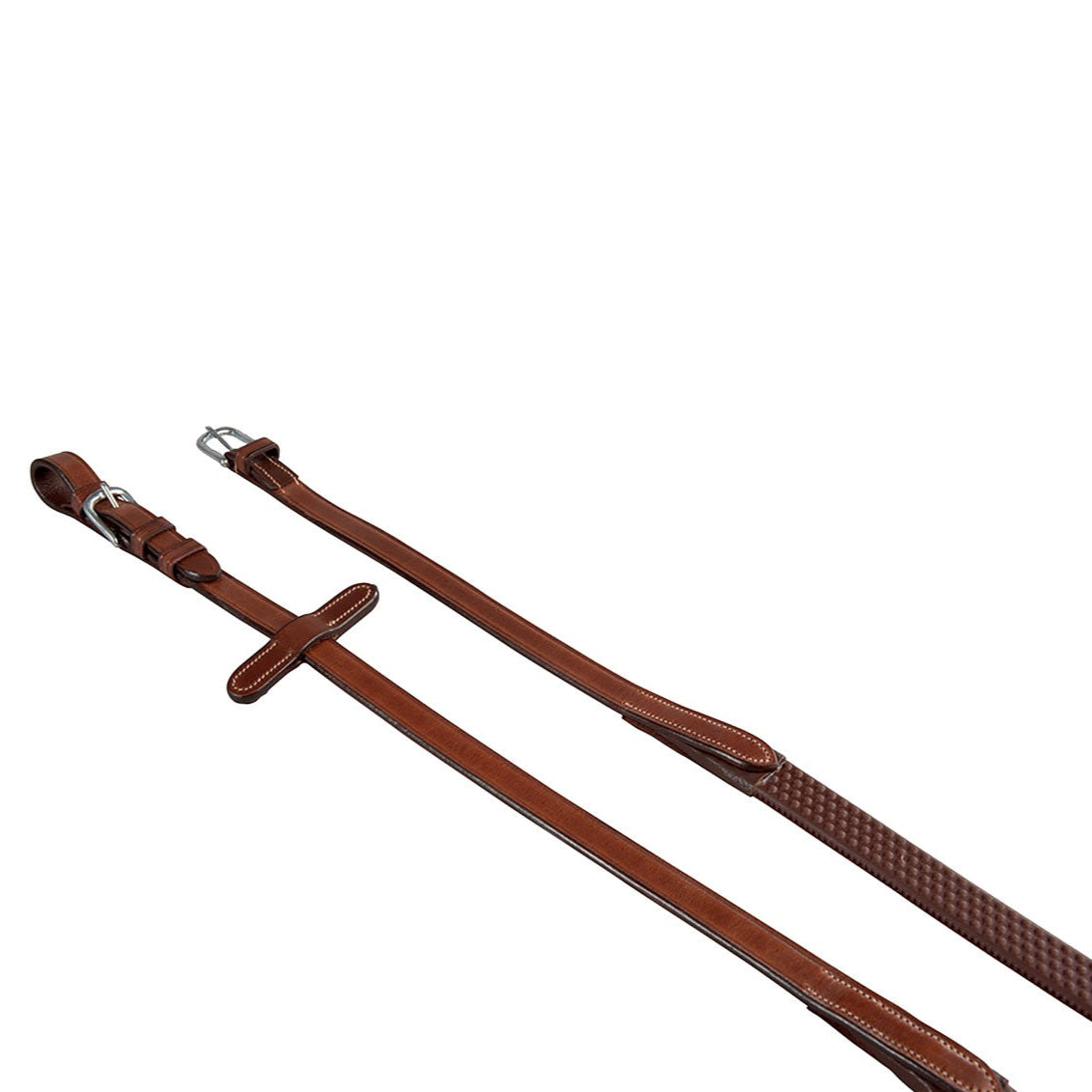 Equestro Leather And Rubber Reins For English Bridle #colour_brown