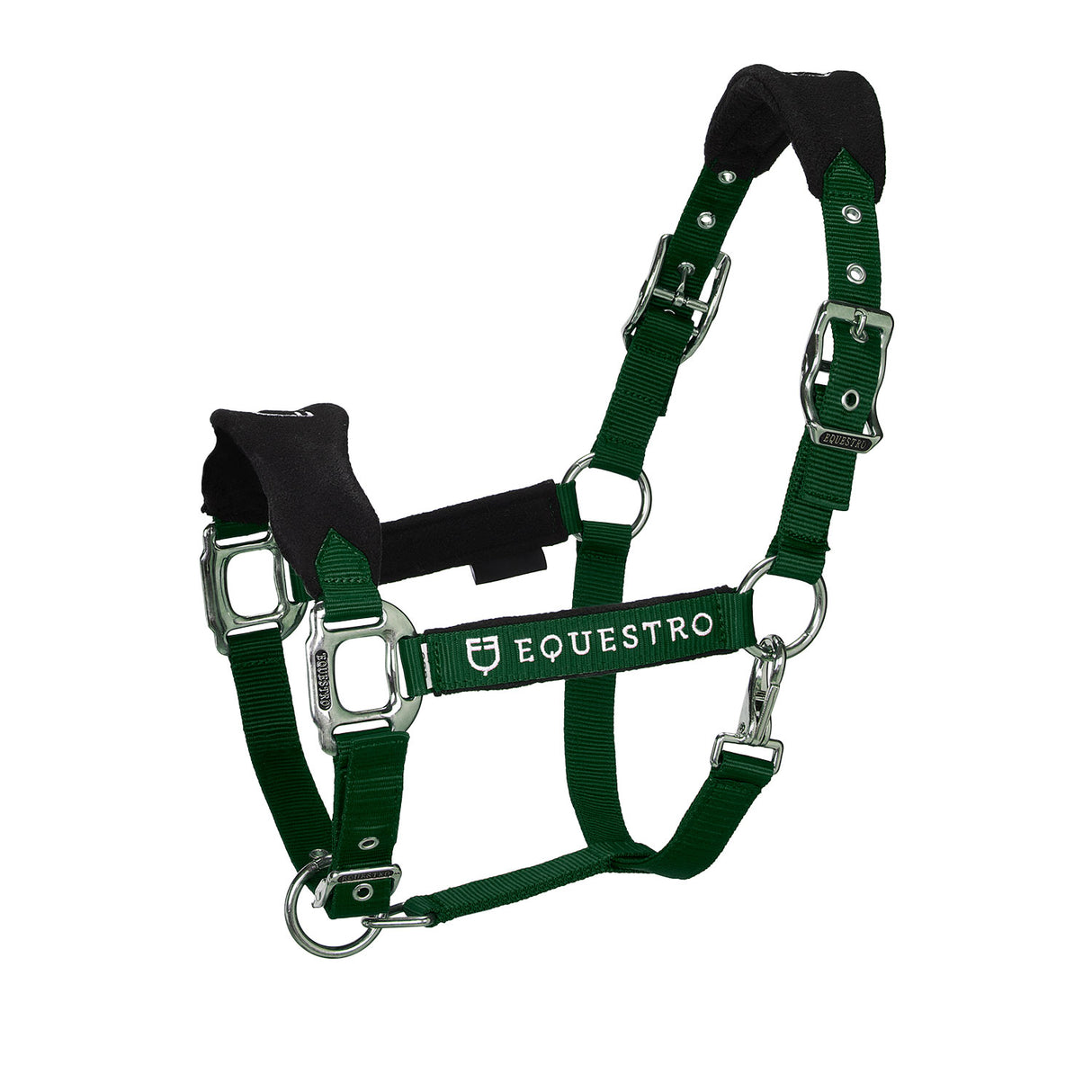 Equestro Halter With Double Adjustment And Lead Rope #colour_green