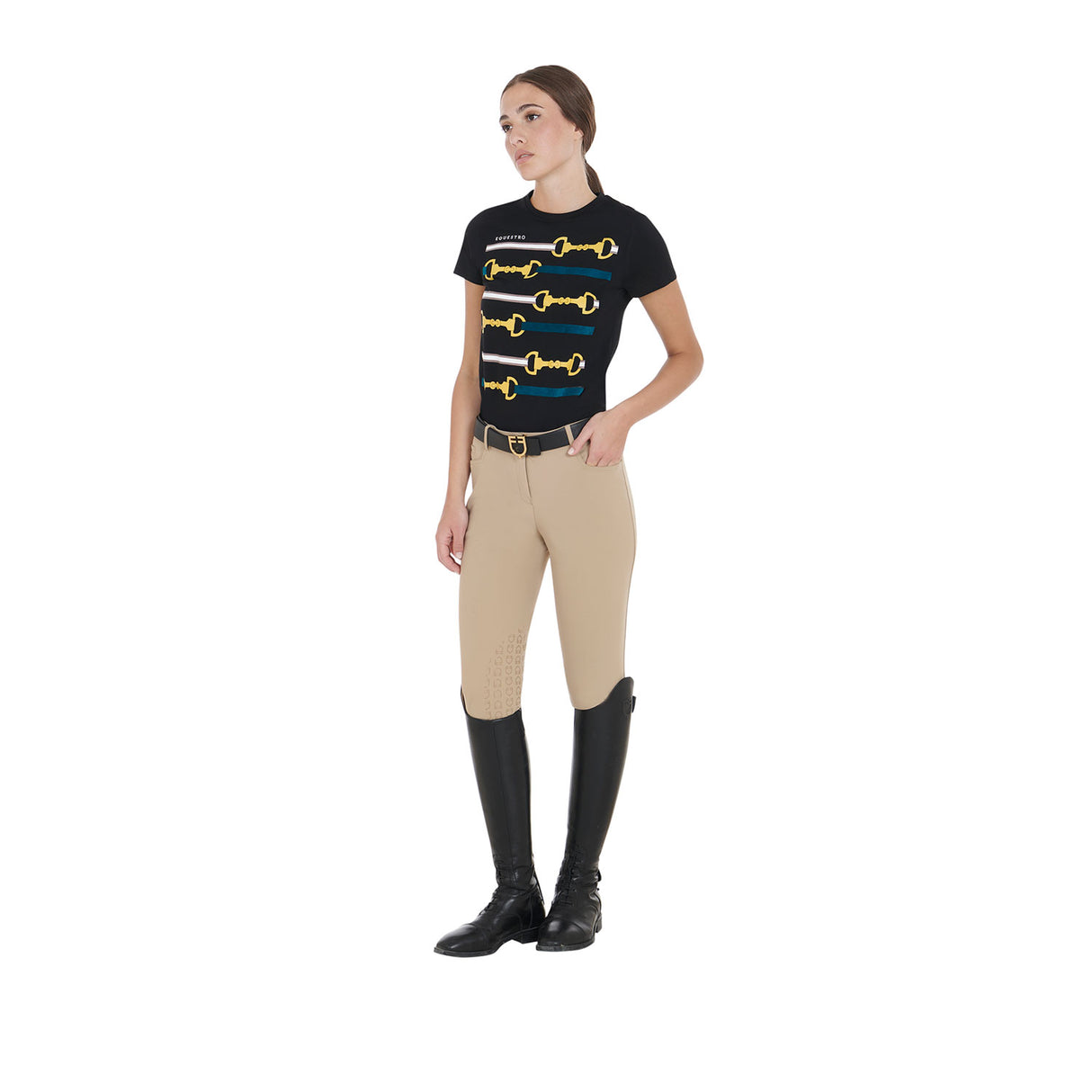 Equestro Women's Slim Fit Grip Breeches With Logo