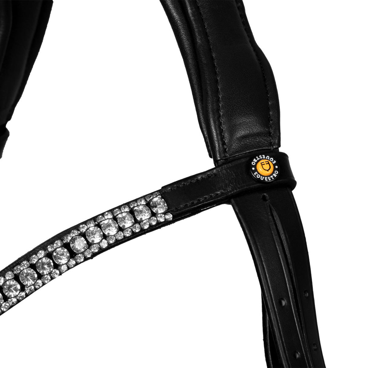 Black leather anatomical bridle with rhinestones