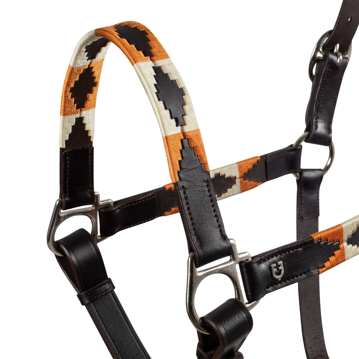 Equestro Leather Halter With Navajo Decorations #colour_brown