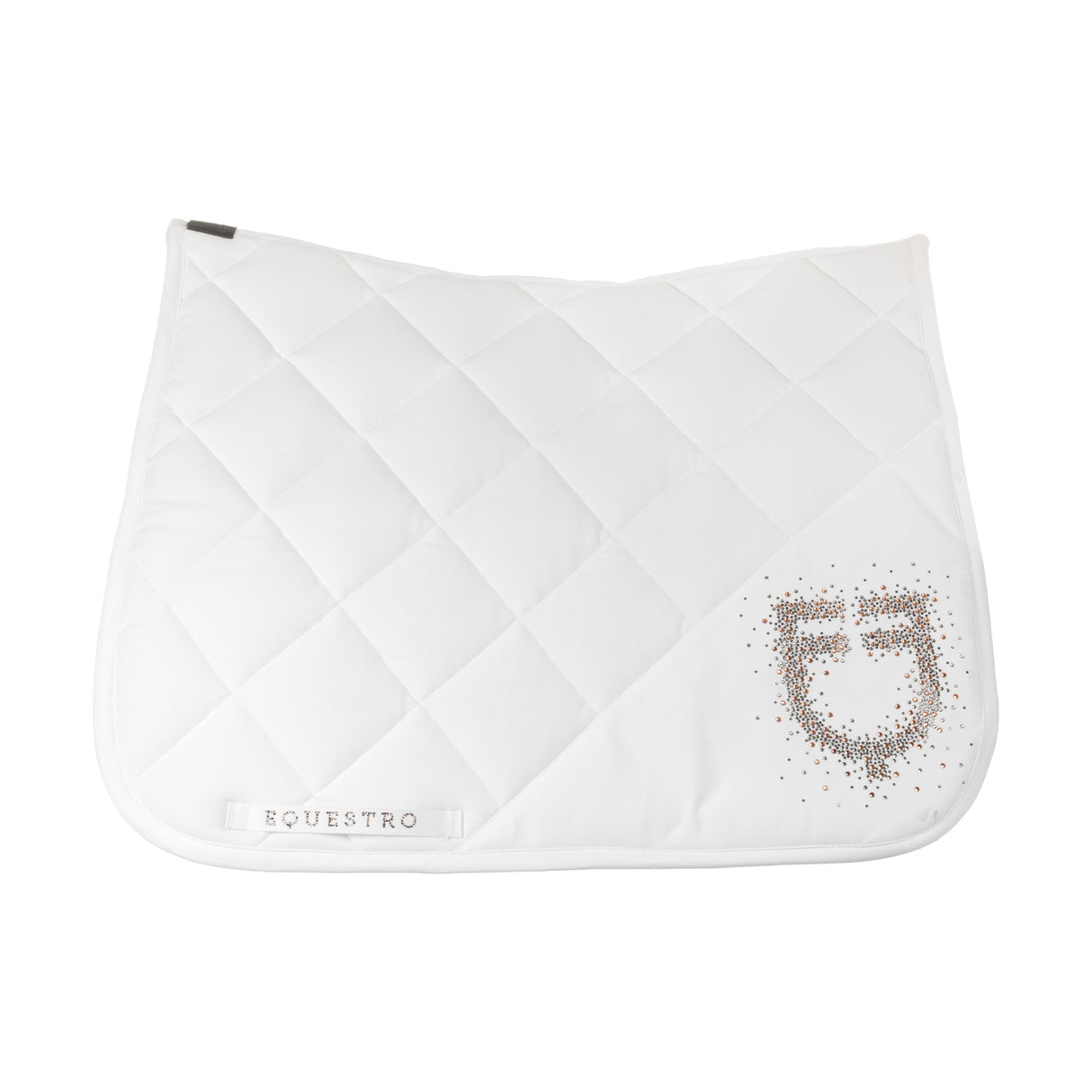 Equestro Dressage Saddle Pad With Rhinestone Logo #colour_white