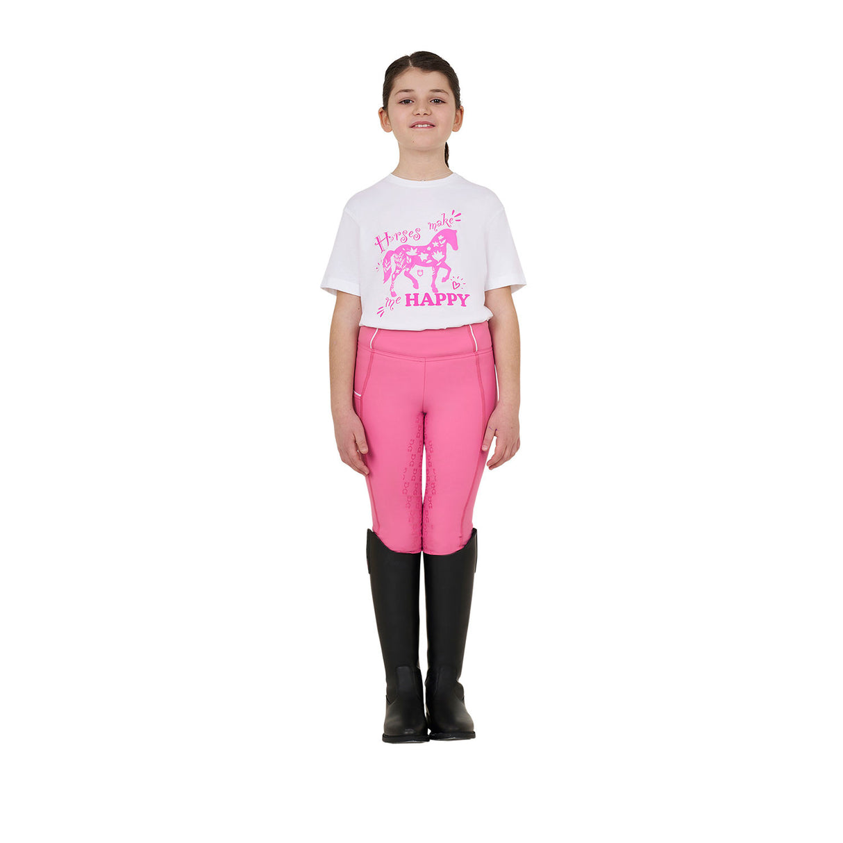 Girls' Horses Make Me Happy cotton T-shirt