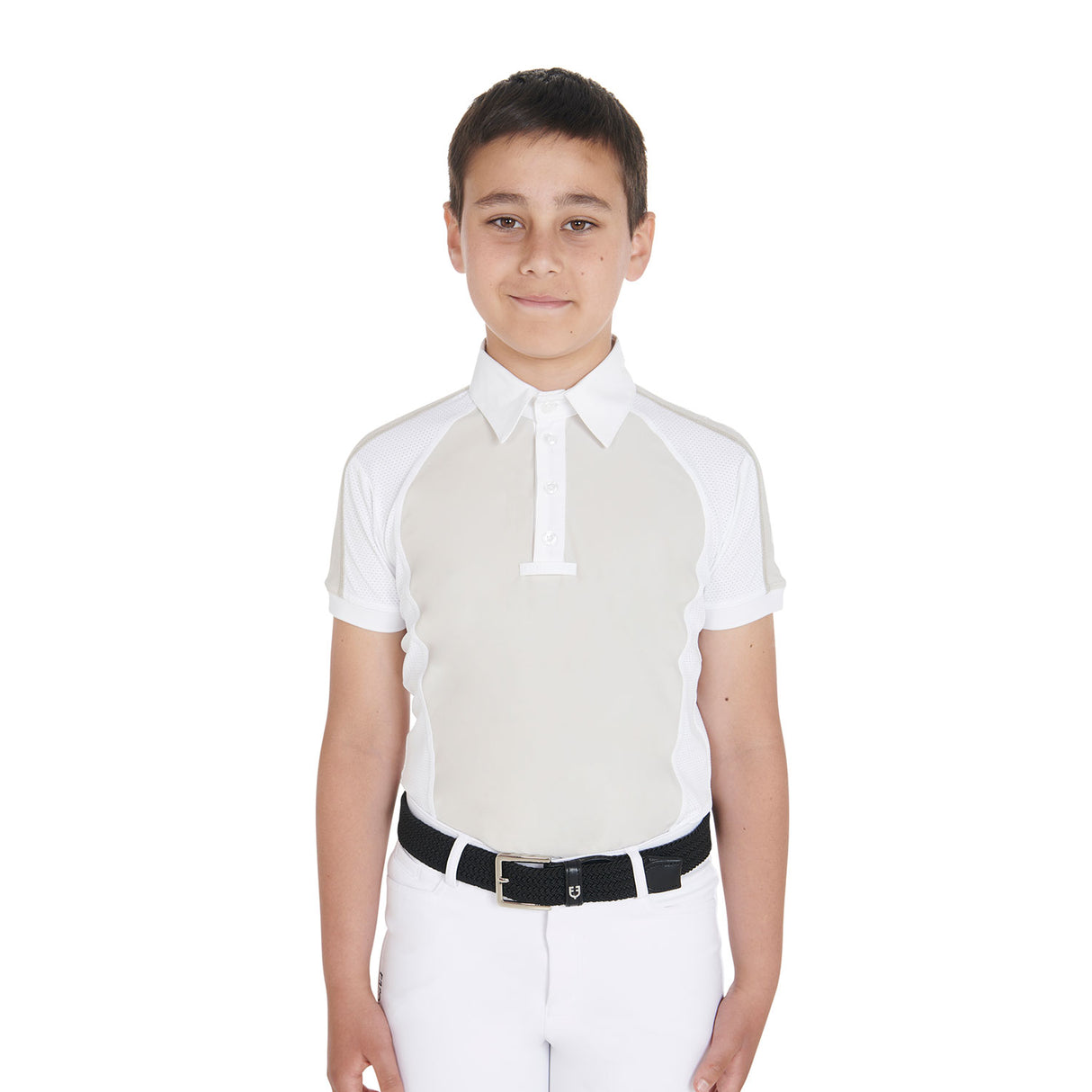 Equestro Boys' Slim Fit Competition Polo Shirt Four-Buttons #colour_grey