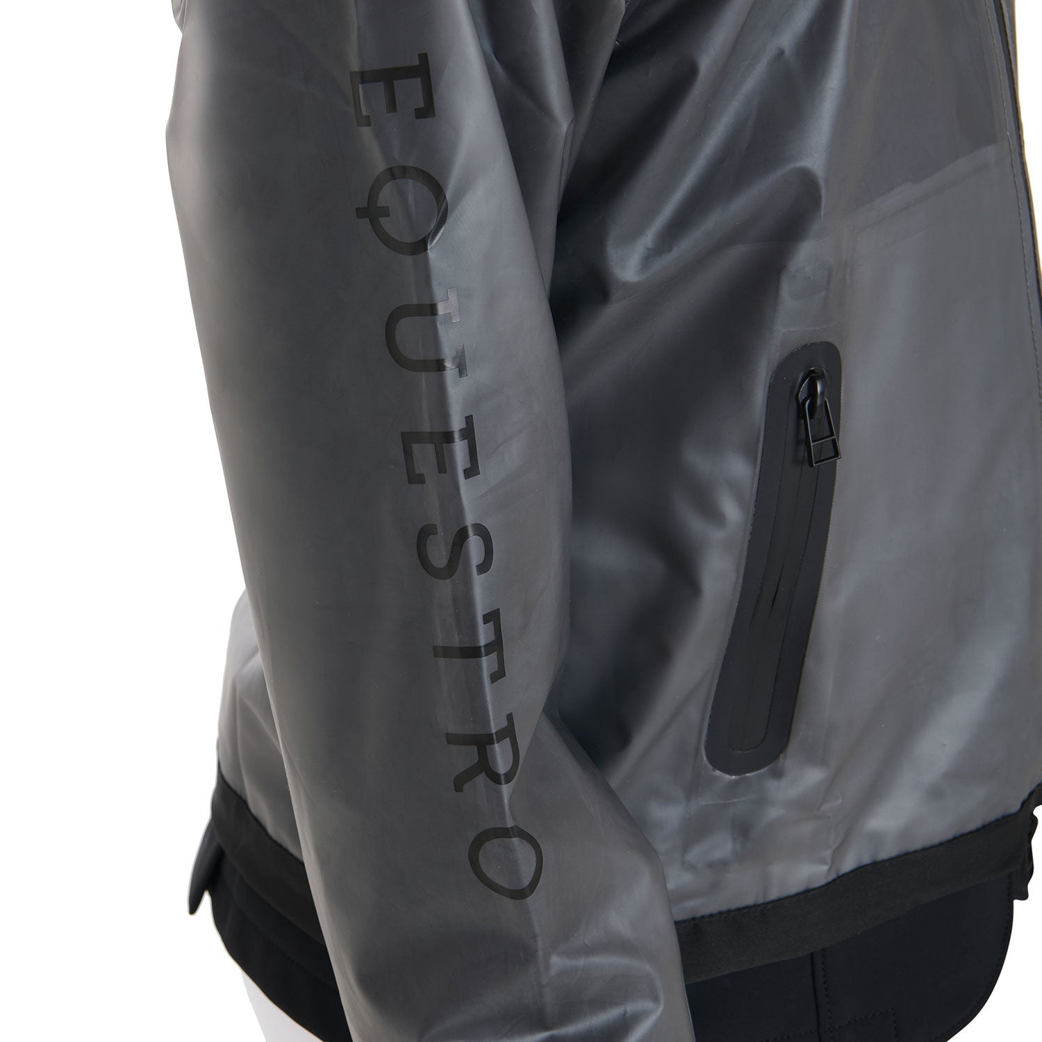 Equestro Kids' Windproof Zip Hooded Raincoat #colour_grey