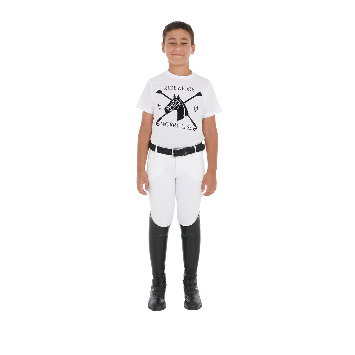 Equestro Kids' T-Shirt With Equestrian Print #colour_white
