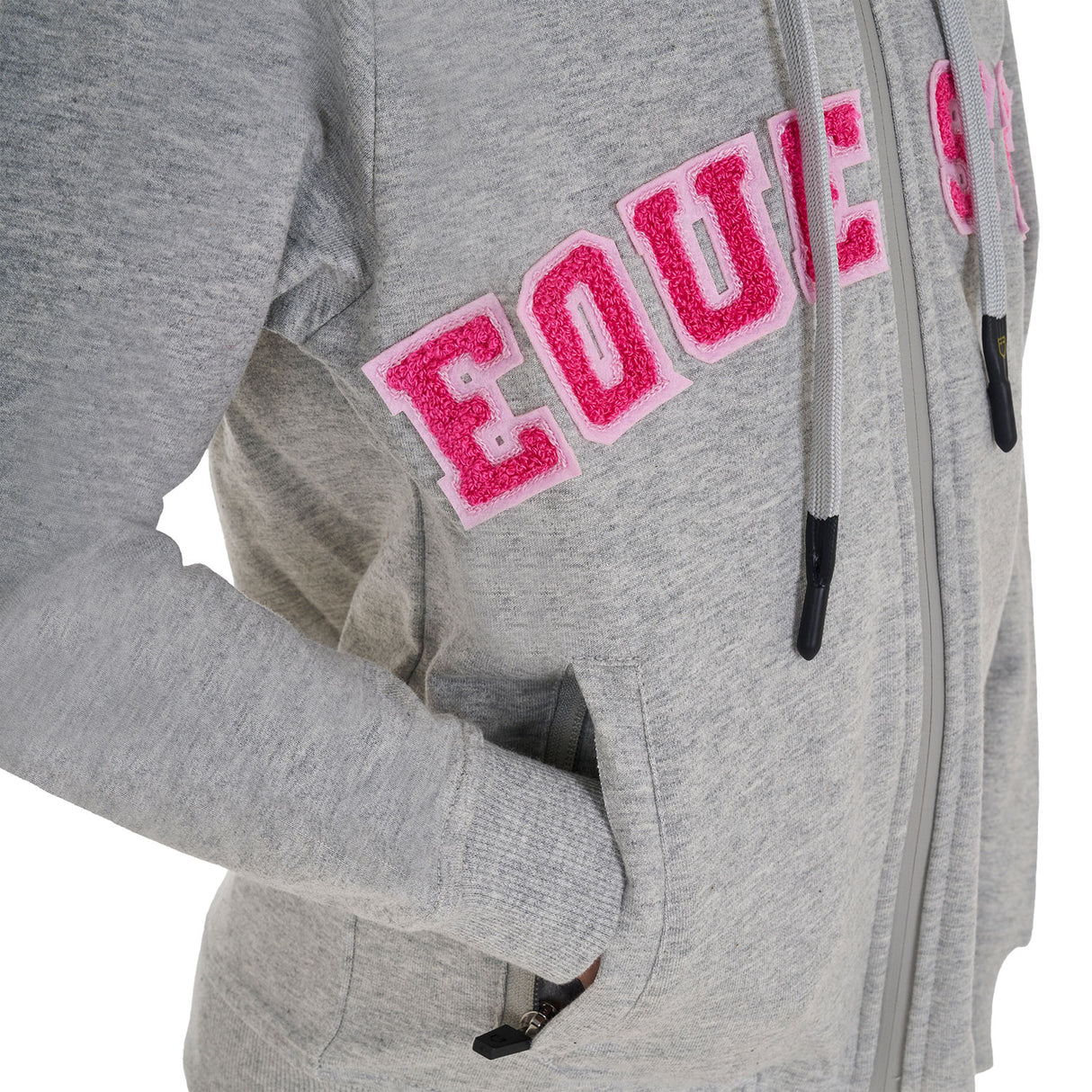 Equestro Kids' Hoodie With Zip And Sponge Lettering #colour_grey-fucsia