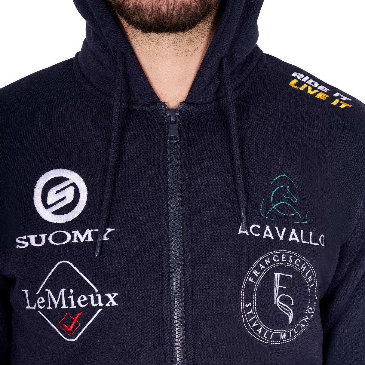 Men's sweatshirt with multi-logo hood