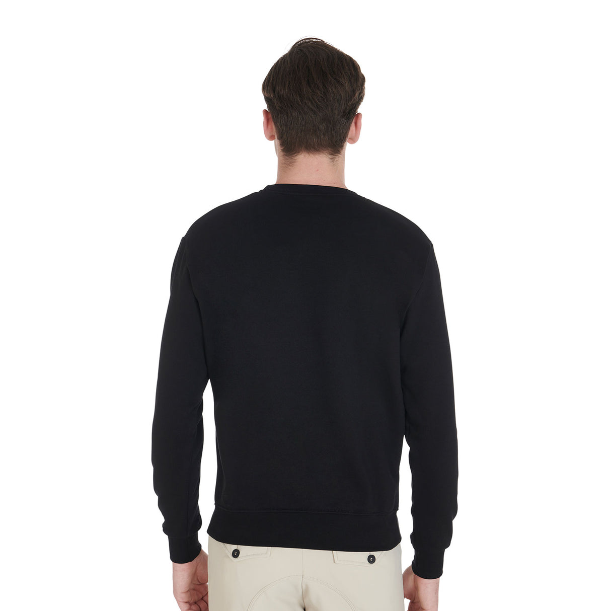 Equestro Men's Cotton Crewneck Sweatshirt With Logo On The Chest #colour_black