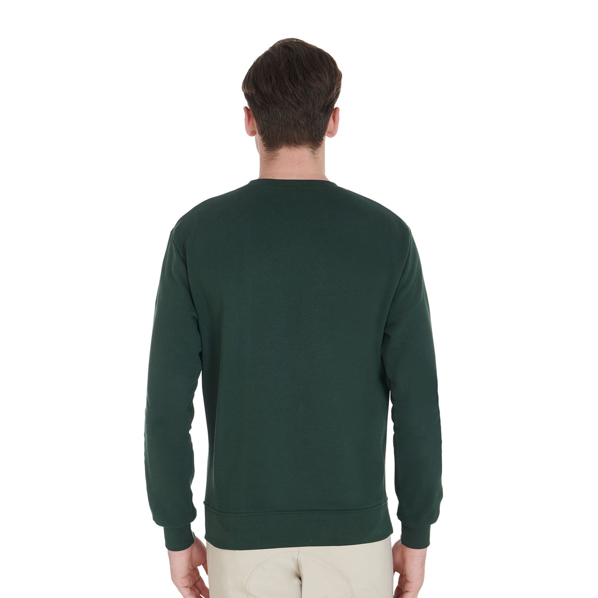 Equestro Men's Cotton Crewneck Sweatshirt With Logo On The Chest #colour_green
