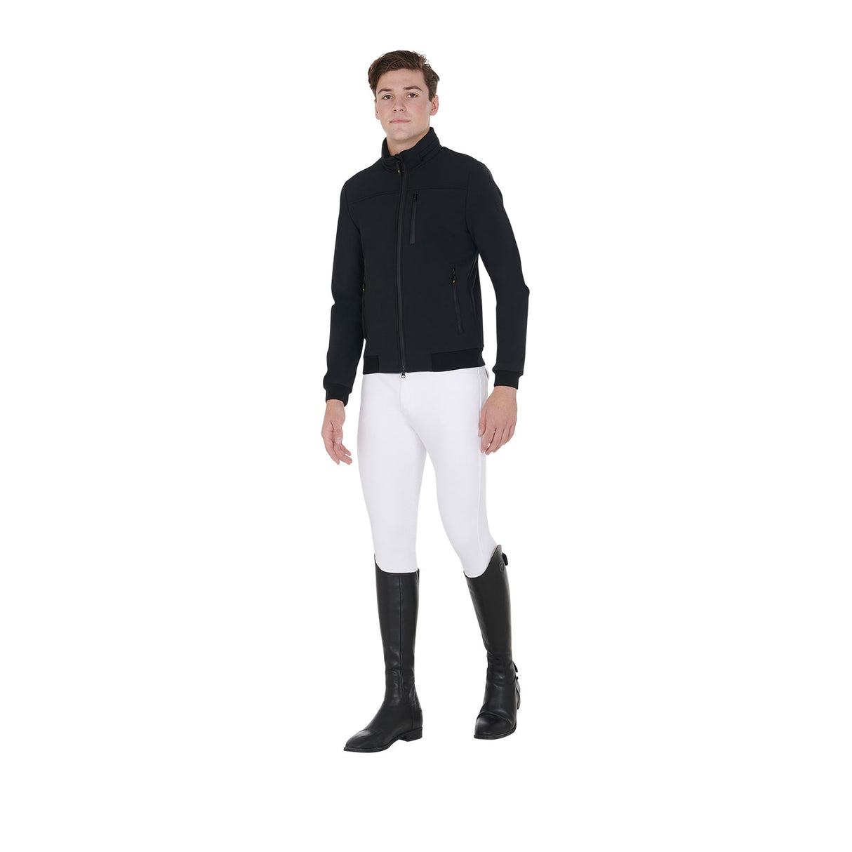 Equestro Men's Jacket In Technical Fabric With Pull-Out Hood #colour_black