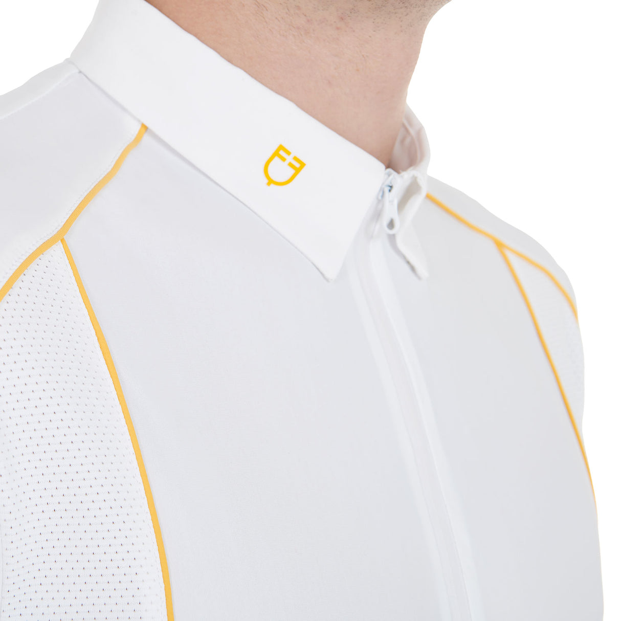 Equestro Men's Slim Fit Polo Shirt In Technical Fabric With Piping #colour_white