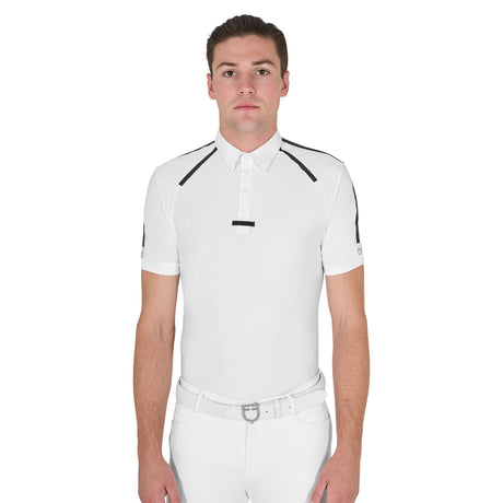 Equestro Men's Slim Fit Short Sleeve Competition Polo Shirt #colour_white