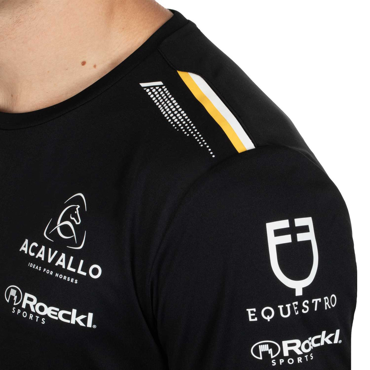 Equestro Men's Multi Logo T-Shirt Technical Fabric #colour_black