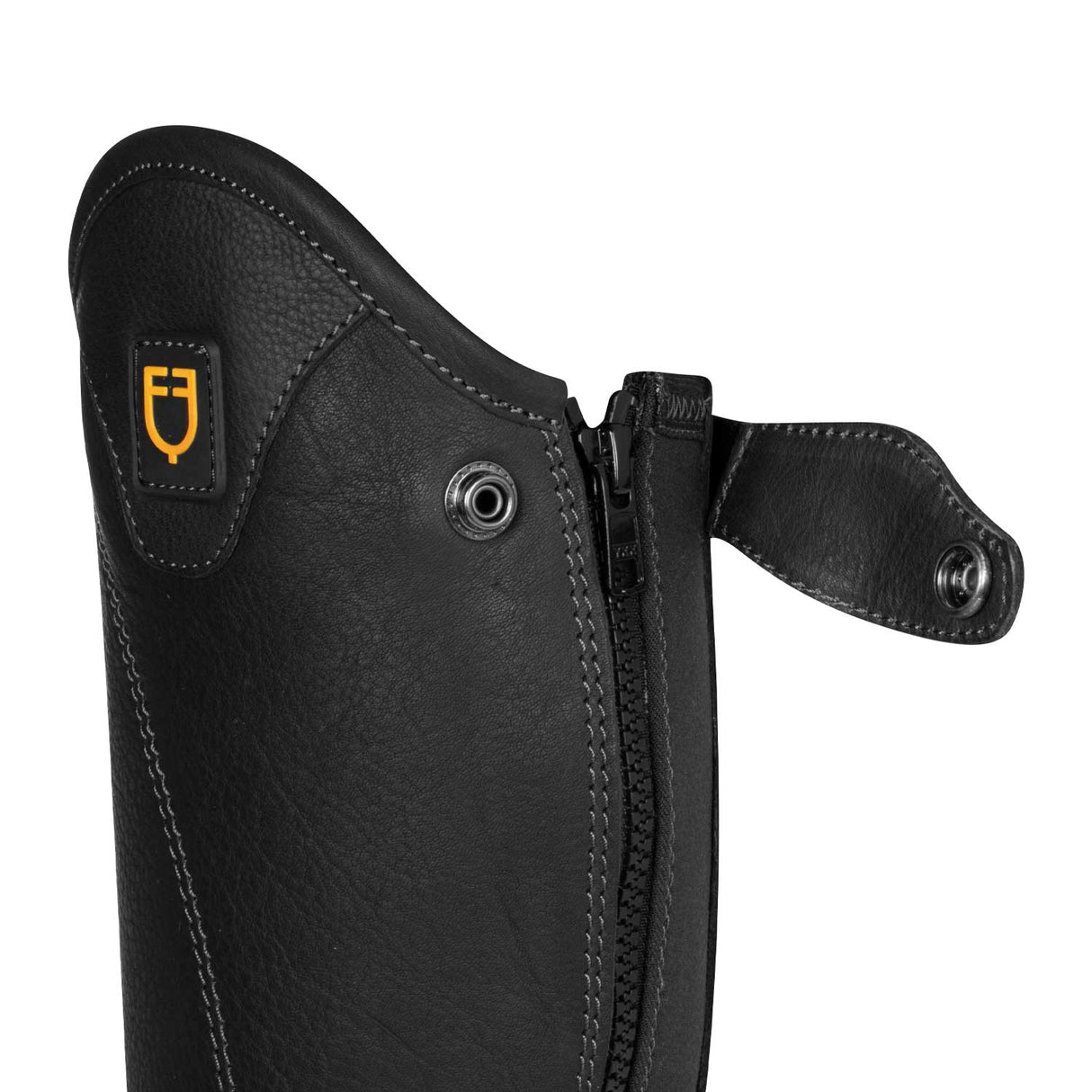 Equestro Unisex Short Leather Gaiters With Side Zip #colour_black