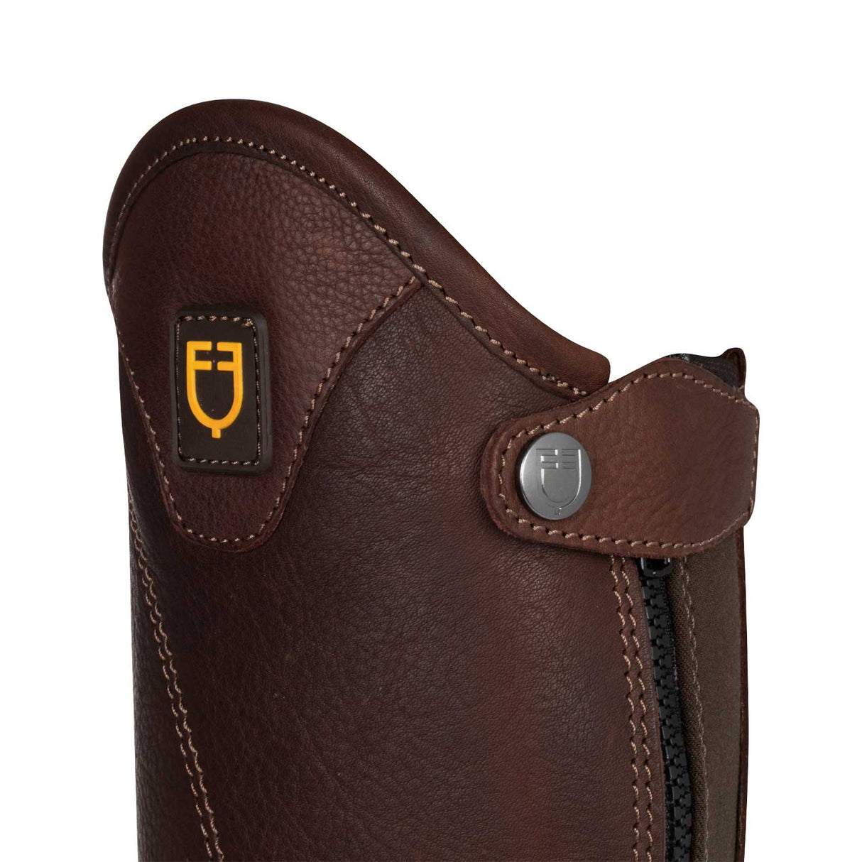 Equestro Unisex Short Leather Gaiters With Side Zip #colour_brown