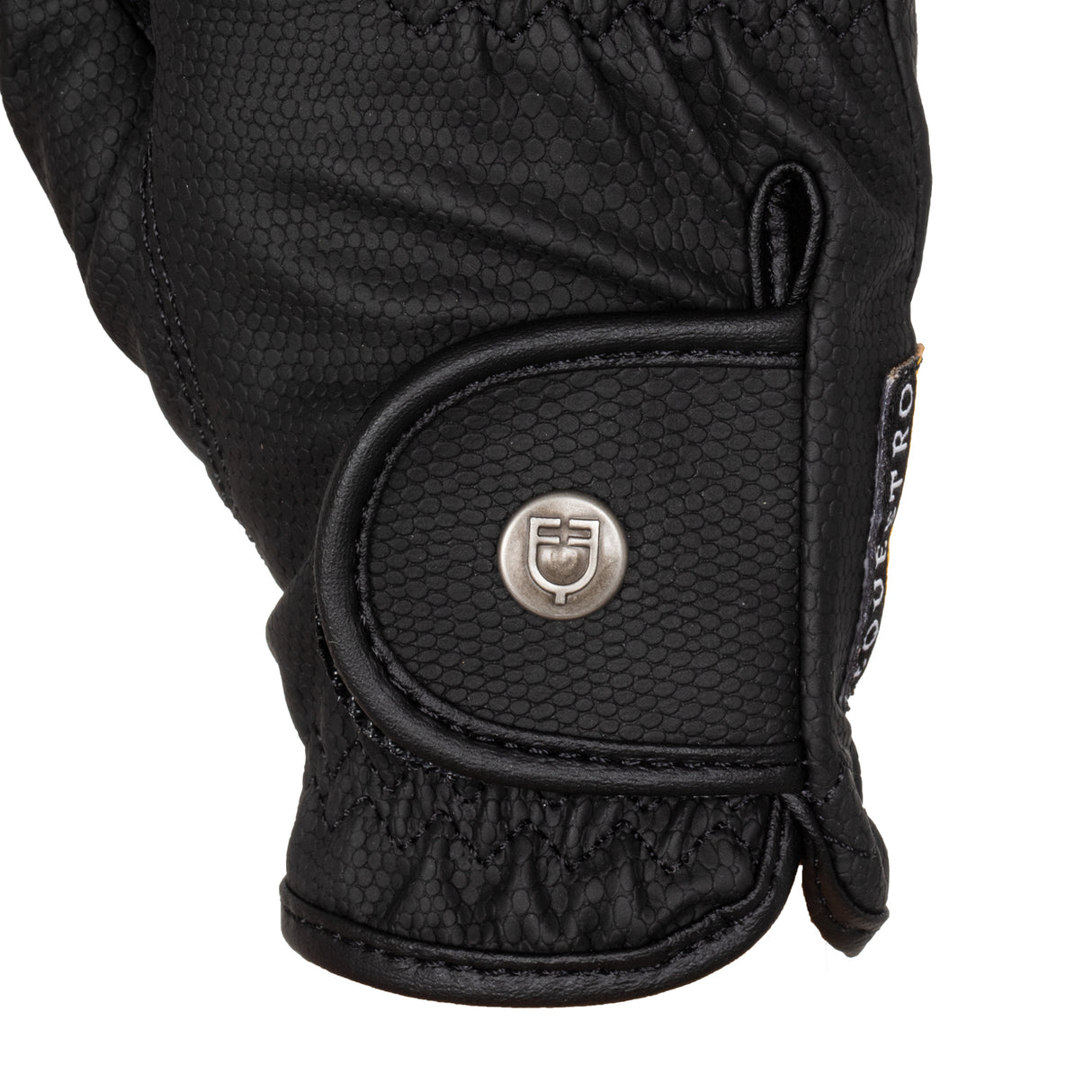 Equestro Unisex Gloves In Soft Synthetic Leather With Velcro Fastening #colour_black