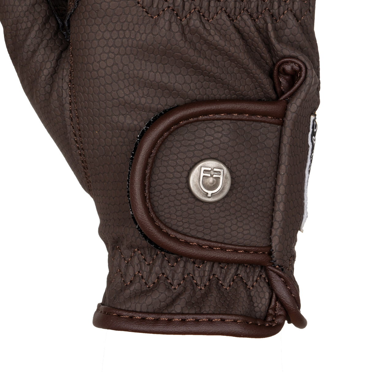 Equestro Unisex Gloves In Soft Synthetic Leather With Velcro Fastening #colour_brown