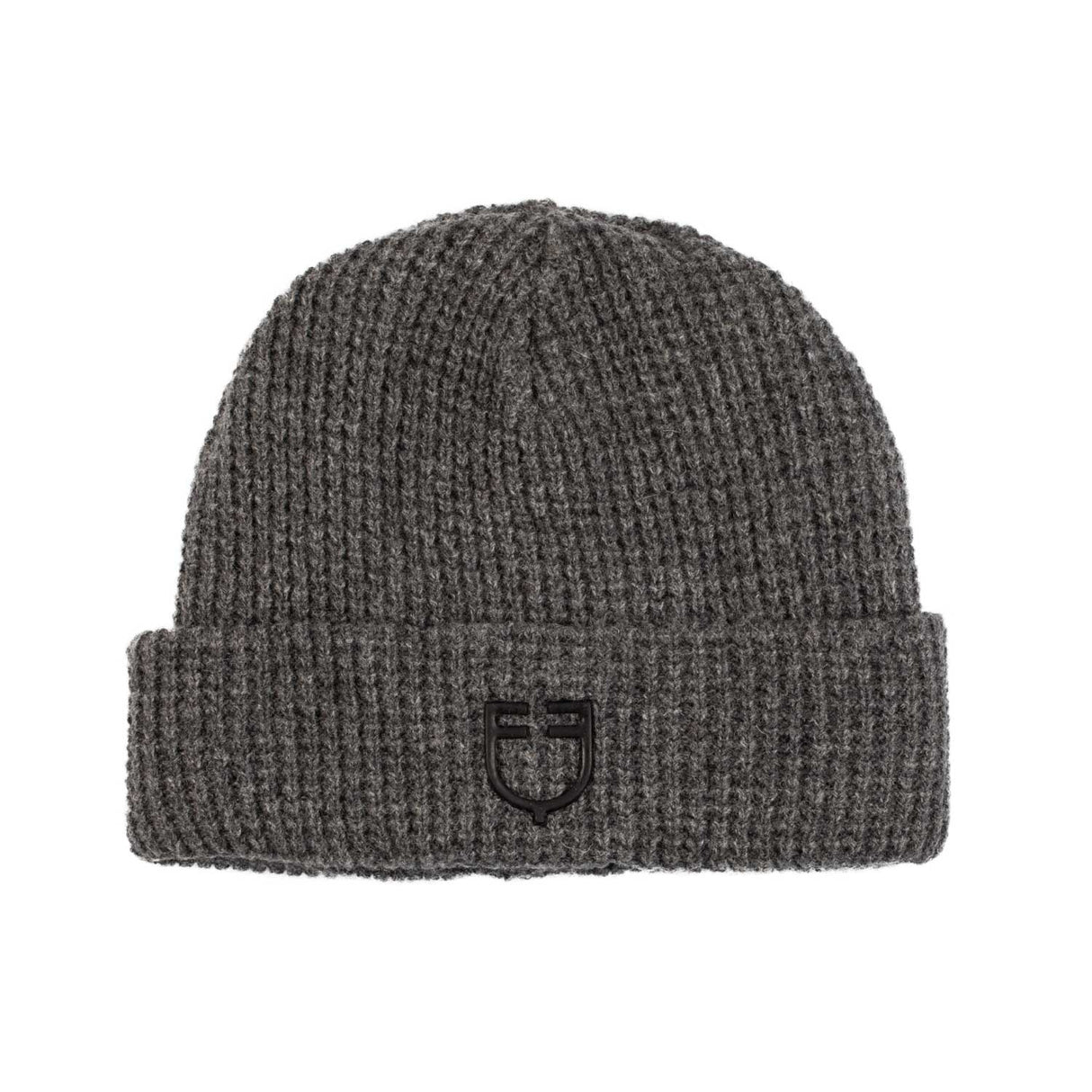 Equestro Unisex Ribbed Wool Beanie With Logo #colour_grey