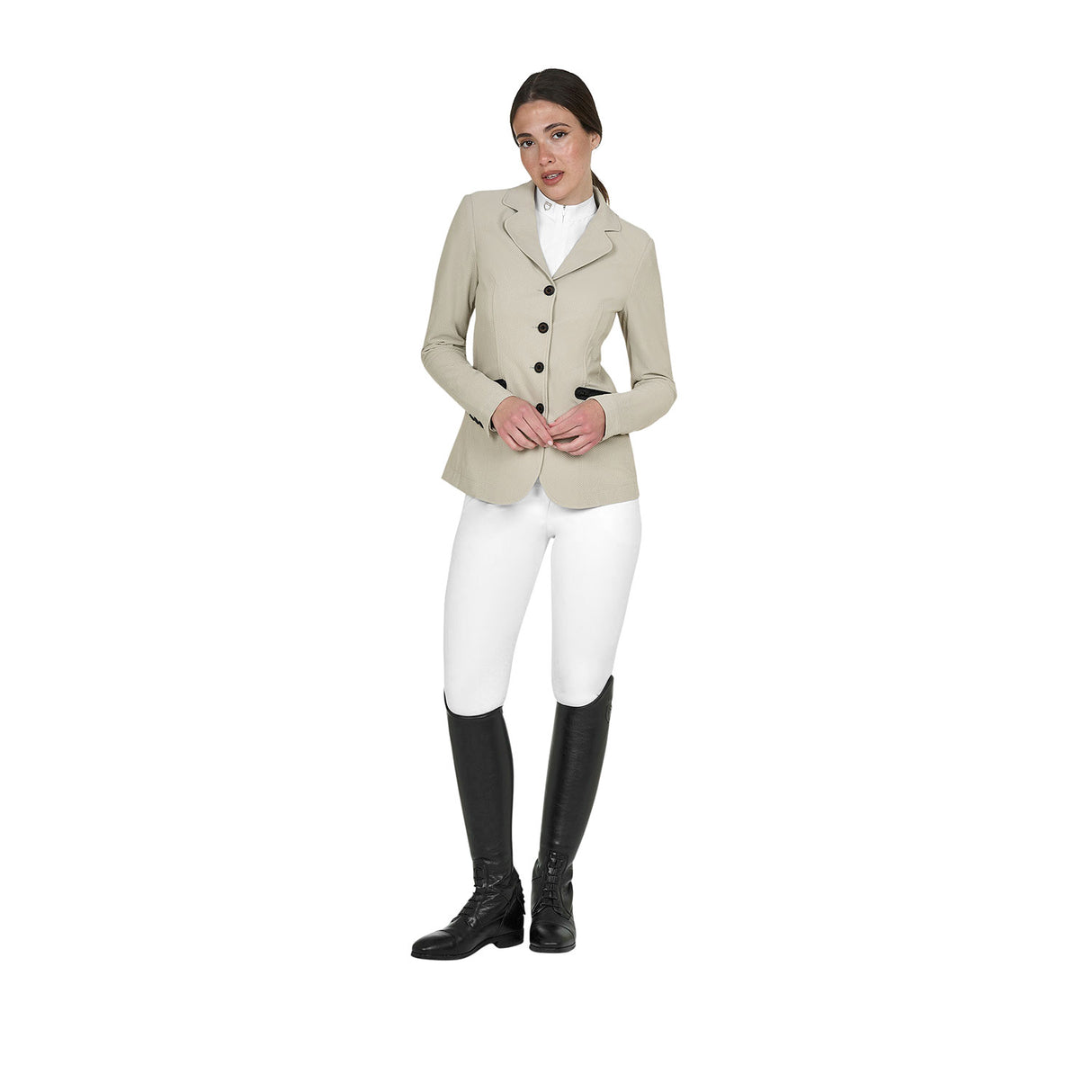 Women's competition jacket four buttons perforated fabric